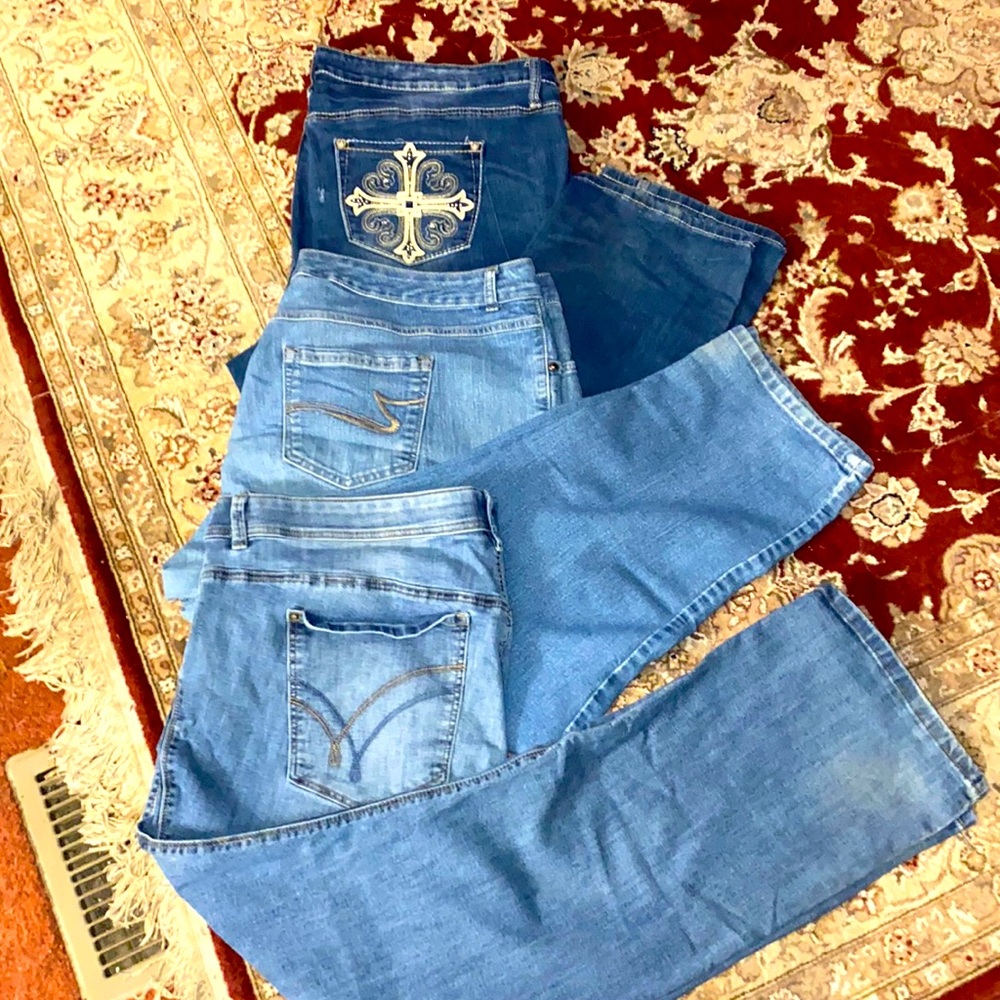 Three pairs of 24W jeans